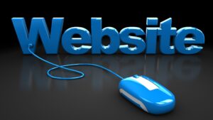 Projektowanie stron internetowych – nowoczesna grafika 3D z napisem "Website" i komputerową myszką, symbolizująca tworzenie i rozwój stron WWW