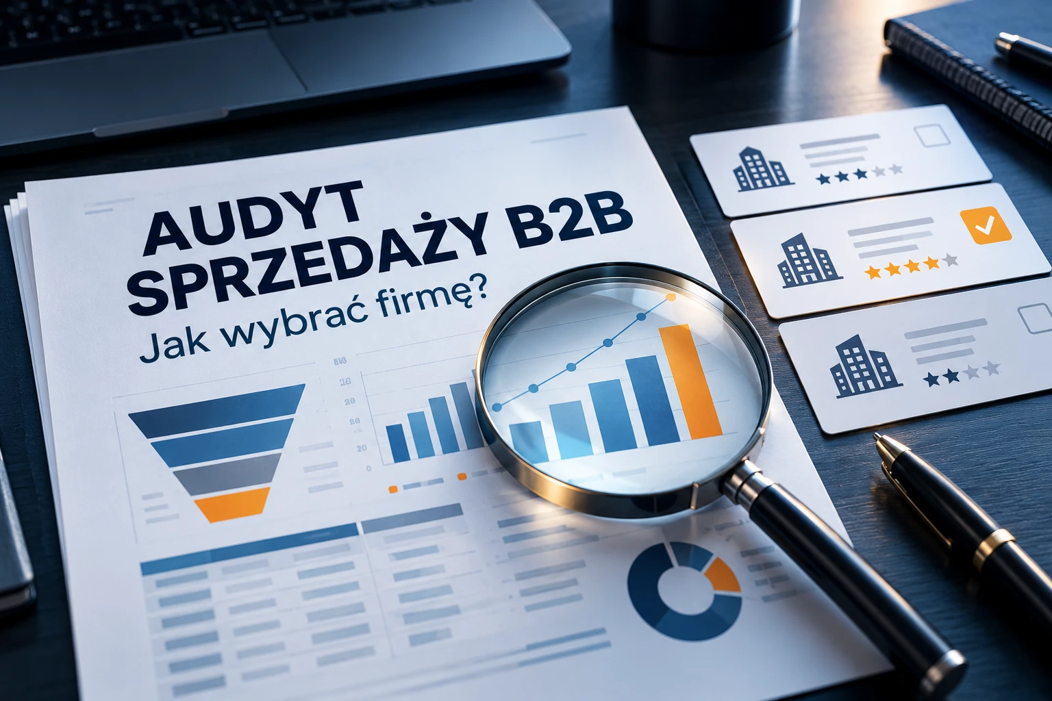 Audyt sprzedaży B2B – jak wybrać firmę: raport z lejkiem sprzedaży i wykresami pod lupą